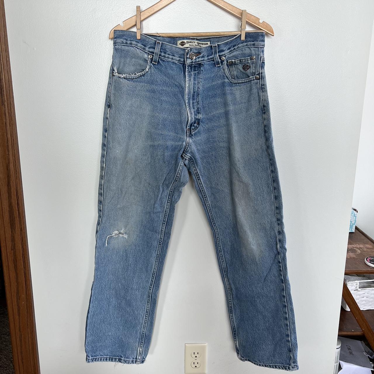 Vintage 90s Harley Davidson denim jeans Size... - Depop