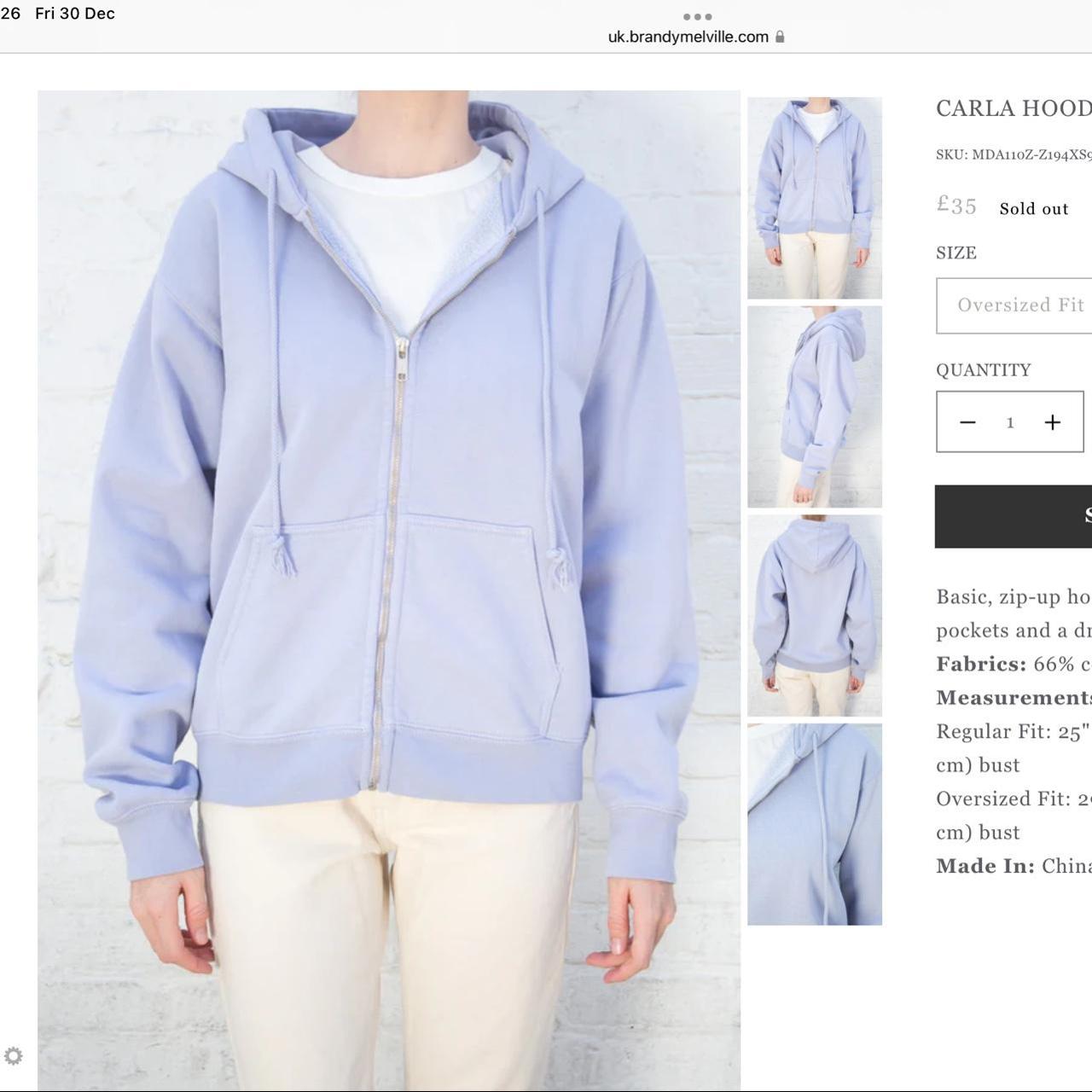 Blue brandy Melville Carla hoodie ,small mark as - Depop