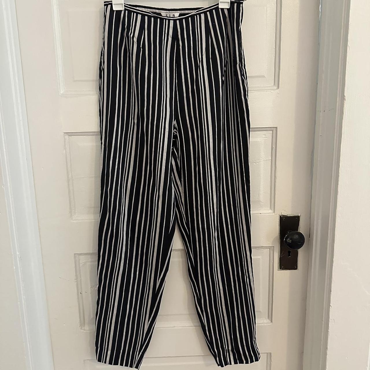 Silk striped pants Black and white silk pants with... - Depop