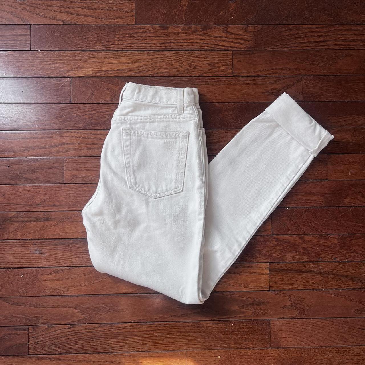 American Apparel Mom wedgie white/cream denim... - Depop