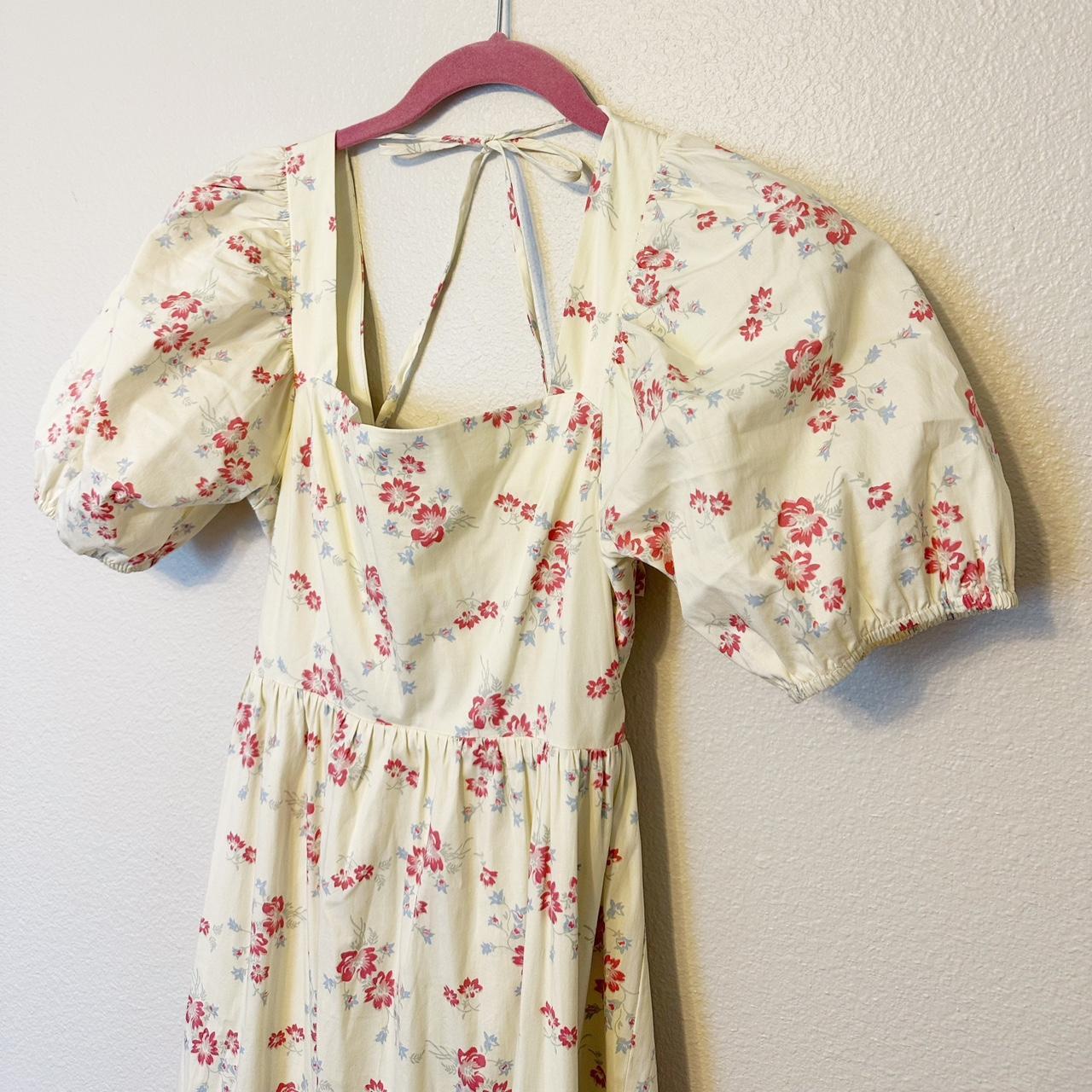 Wayf Women's Babydoll Dress - Cream/Pink - S – Wayf floral puff sleeve maxi dress with …