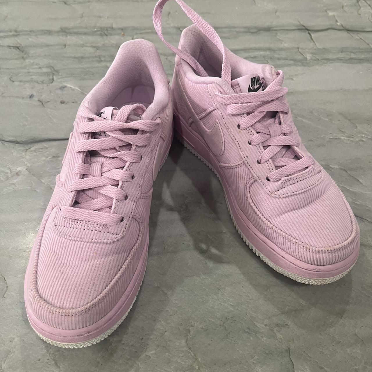 Nike arctic pink corduroy airforce 1 trainers. US 6. Depop