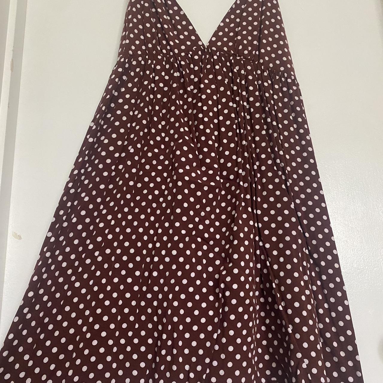 Brown Polka Dot Zara Dress. Super cute dress for... Depop
