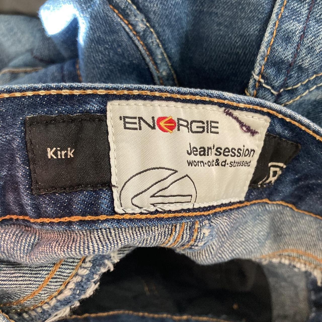 Som Skråstreg over Energie jeans Kirk distressed straight leg denim... - Depop