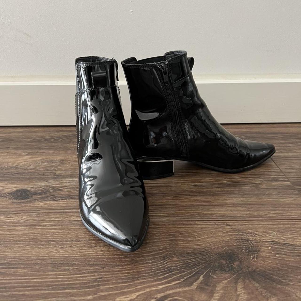 Black patent leather ankle boots Jo Mercer Worn... Depop
