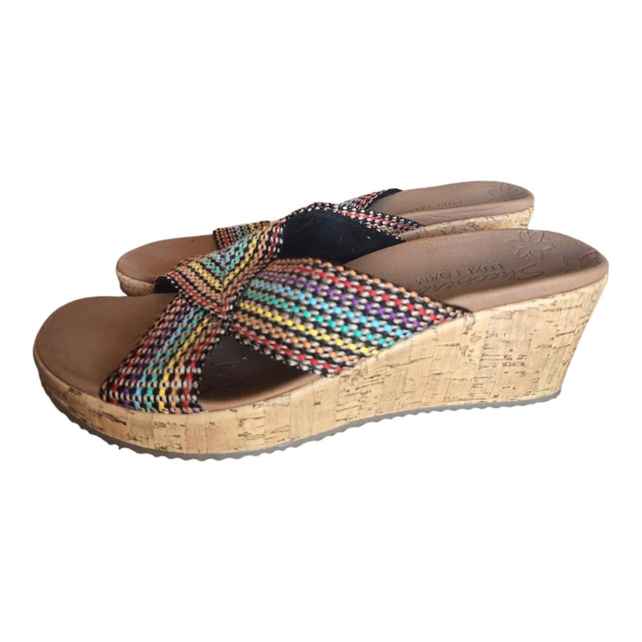 SKECHERS Cali Beverlee Delighted Rainbow Cork Wedge. Depop