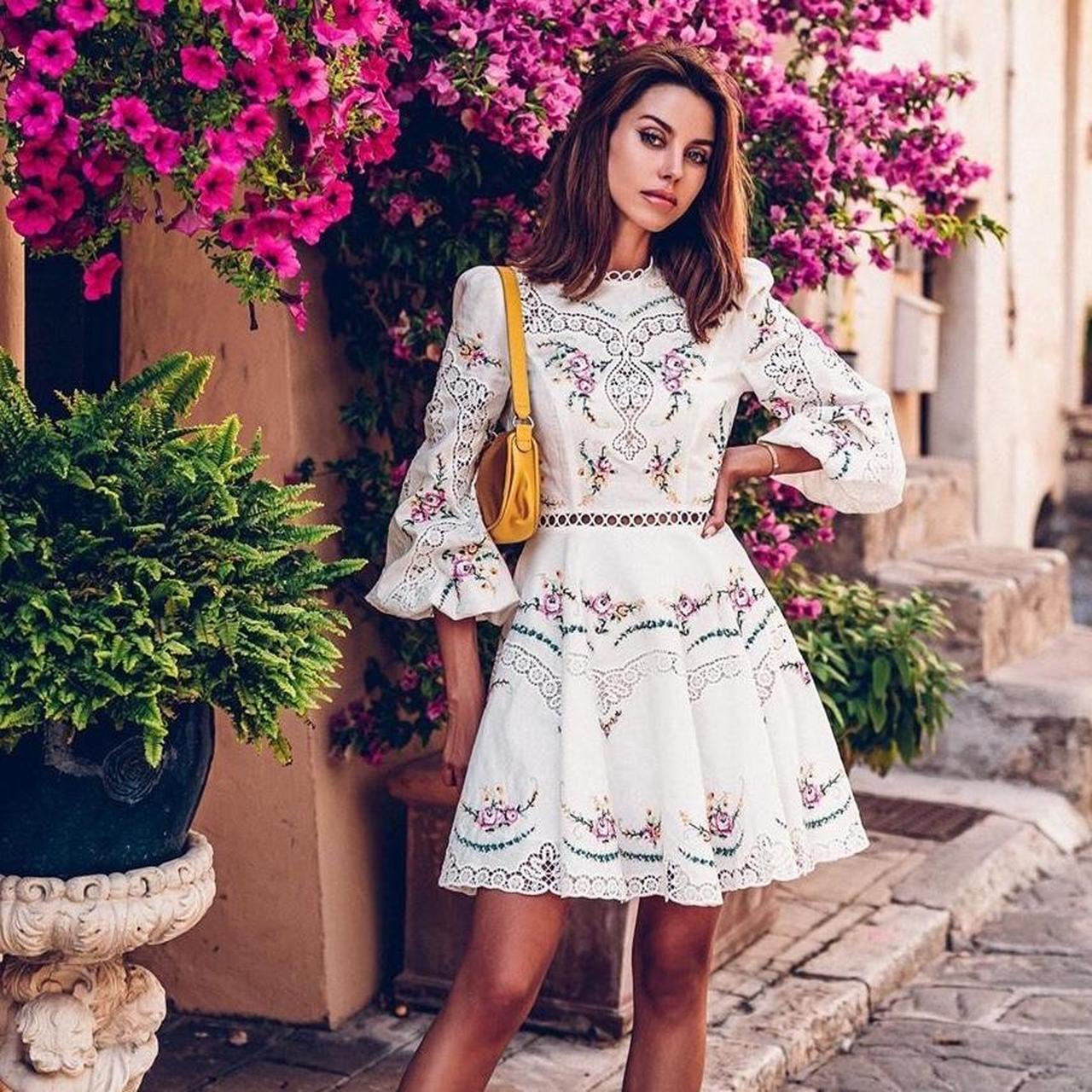 SIZE 3 ZIMMERMANN Allia Cross Stitch Short Dress Depop