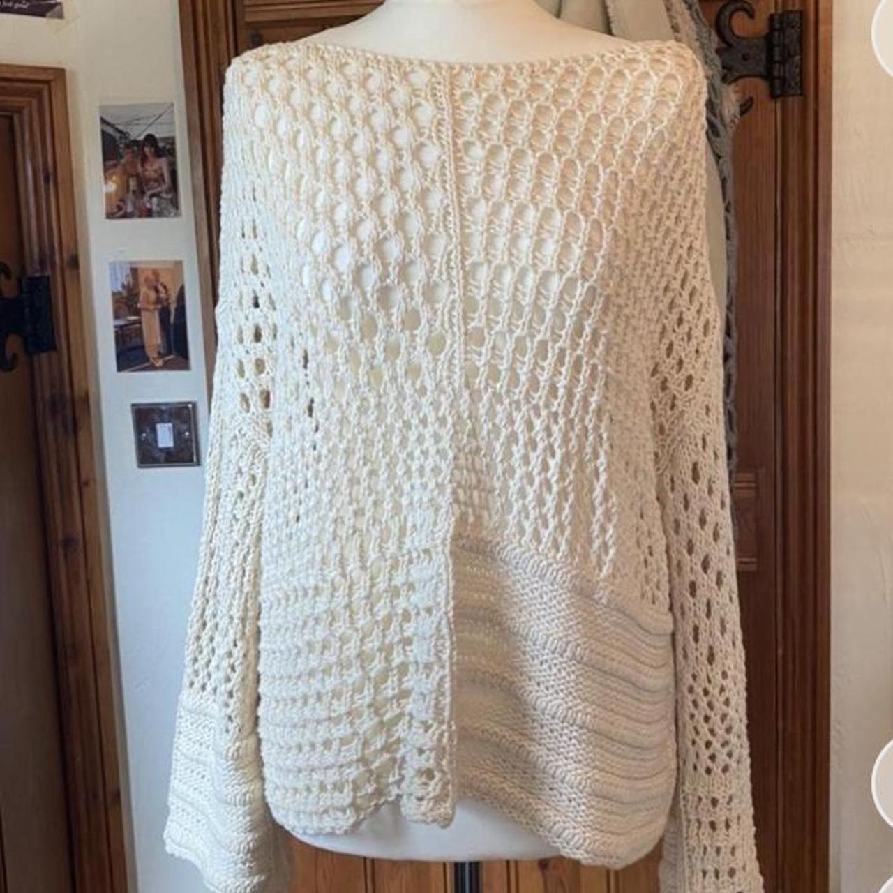 Crochet long sleeved flared top send offers fits... - Depop