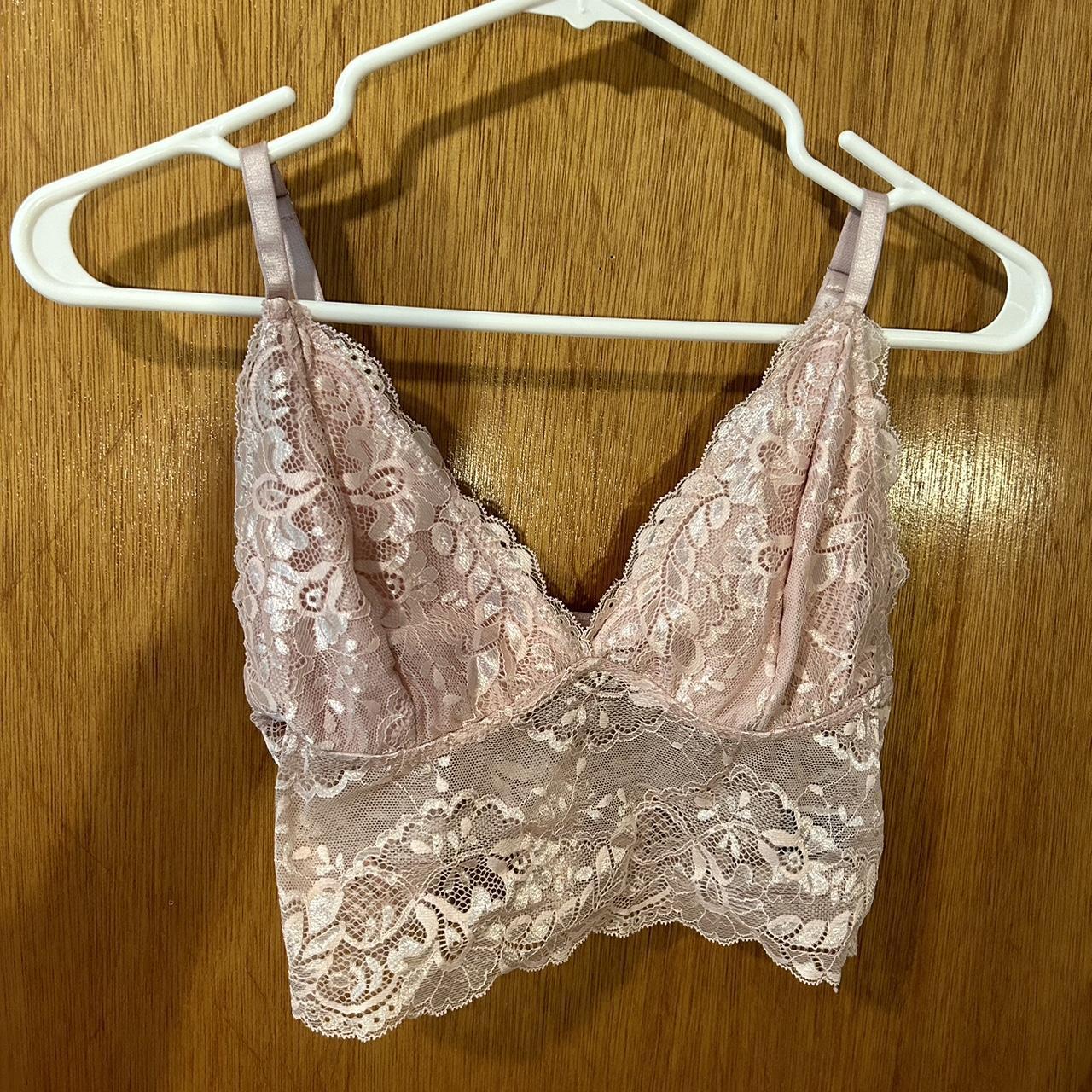 shein pink lacy bralette with adjustable... - Depop