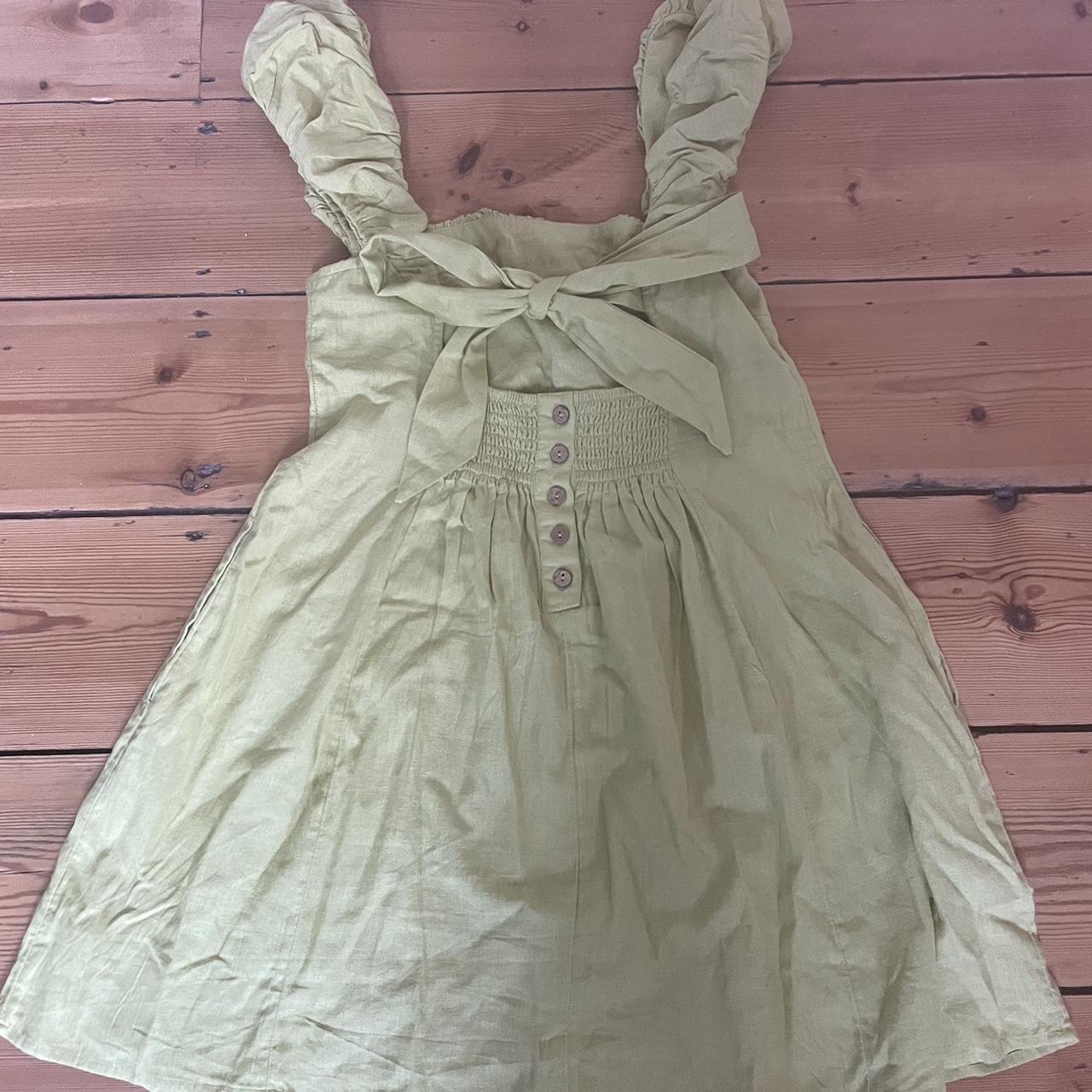 Free People Bom Bom Island Mini Dress in Green Size... - Depop