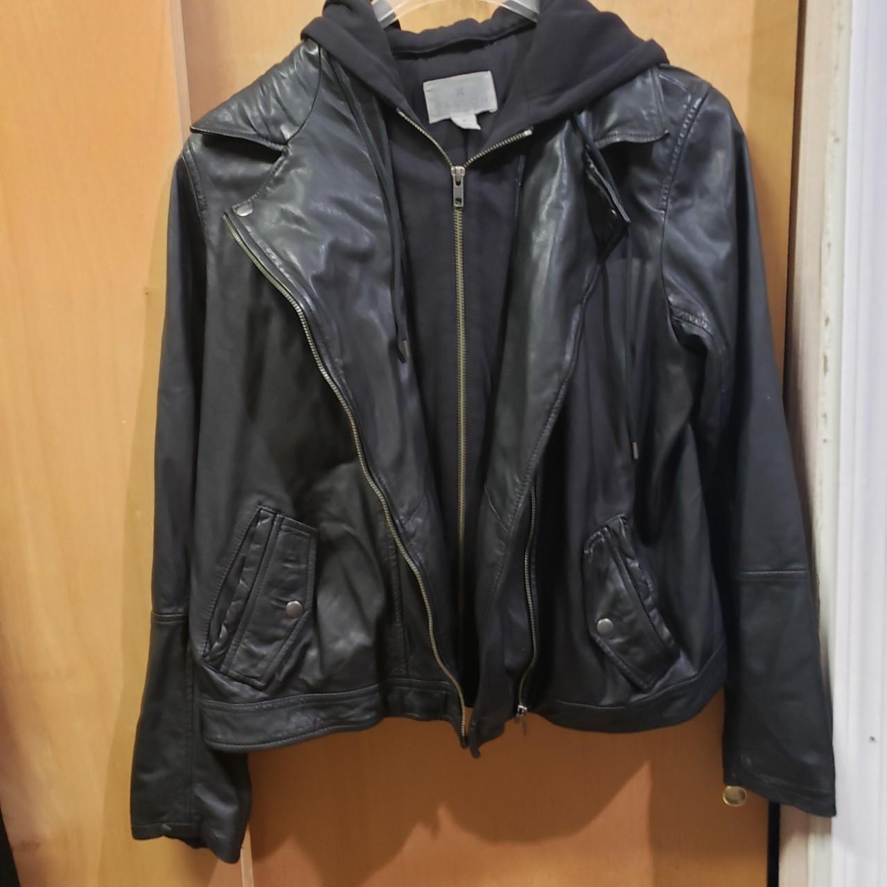 Caslon leather moto clearance jacket with removable hood