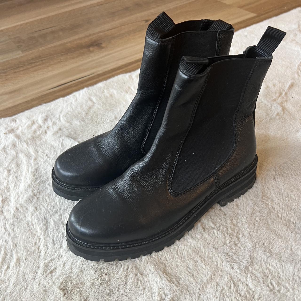Atmos&here black leather Chelsea boot size 9... - Depop