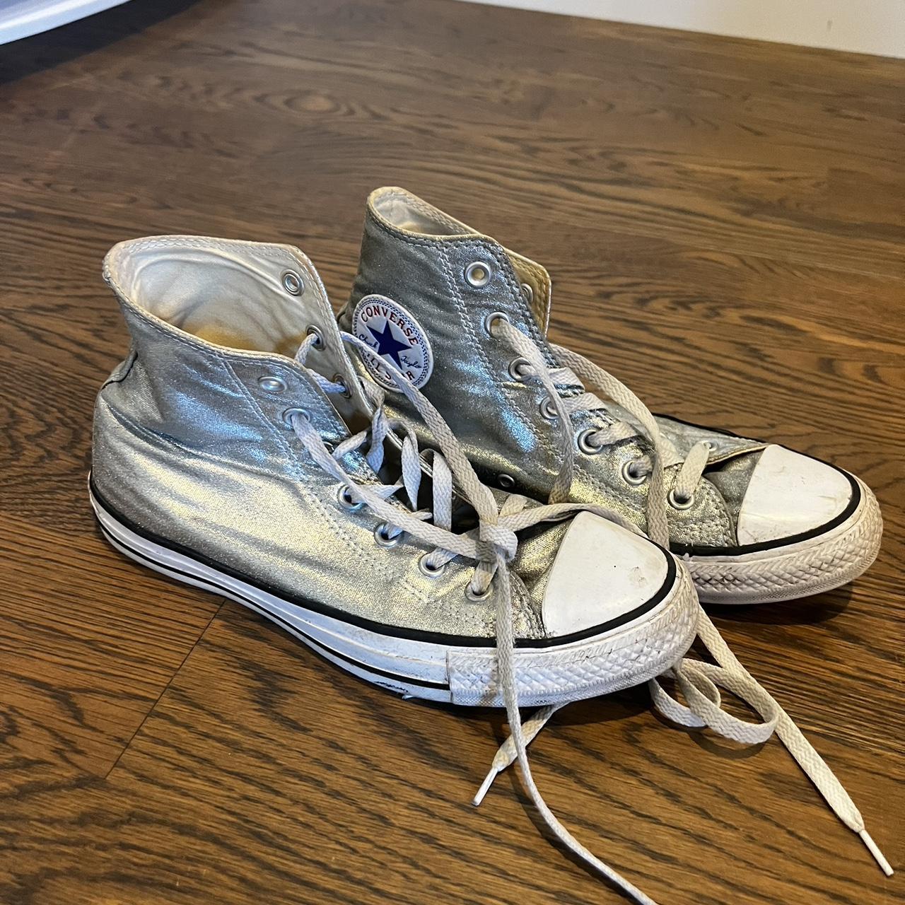 Silver metallic high top converse online