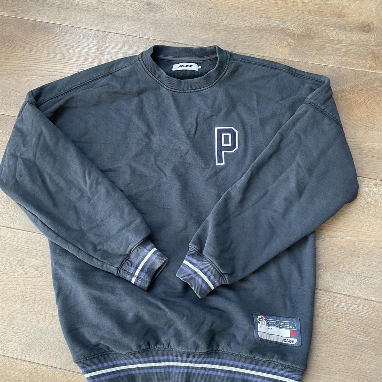 Palace Men's Blue and Navy Sweatshirt | Depop