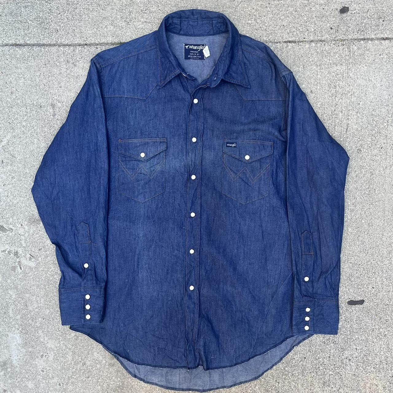 Wrangler Men's Shirt - Blue/Navy - M – Vintage wr… - image 1