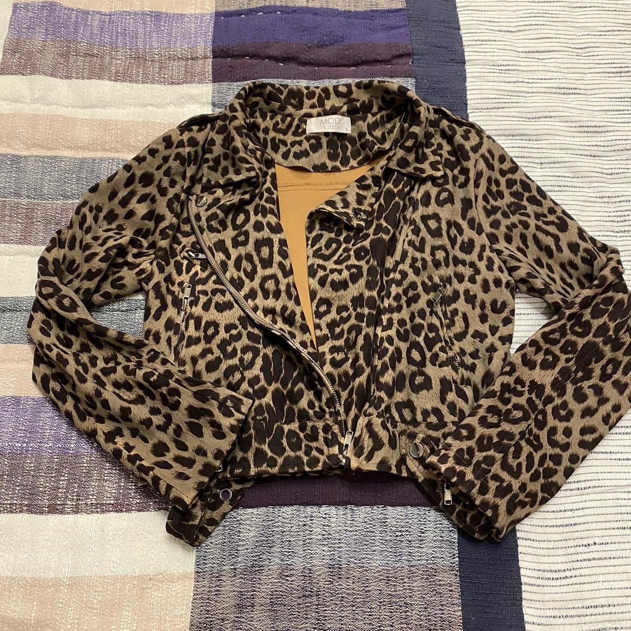 Leopard Cheetah print jacket Size small Purchased... - Depop
