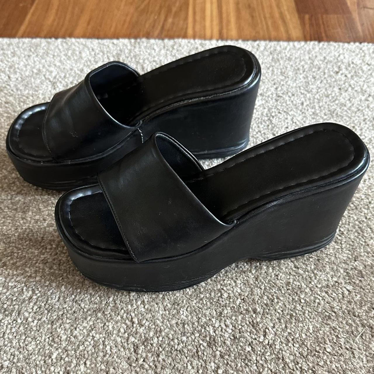 2000s platform sandles with thick strap across the... - Depop