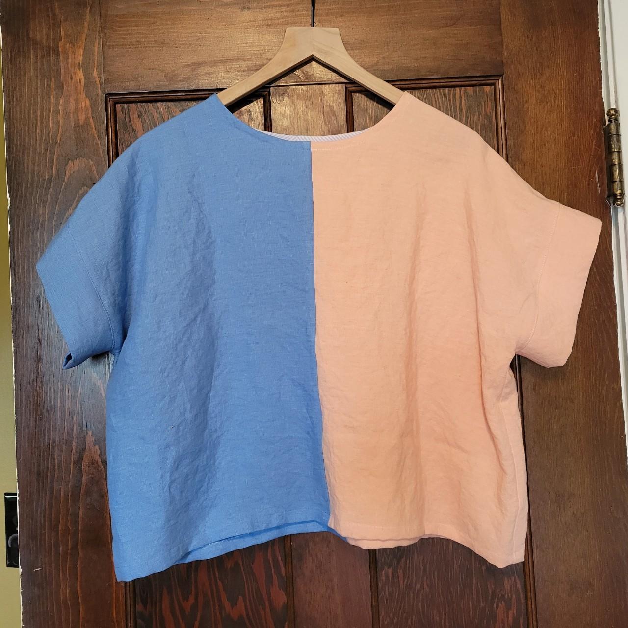 Women's Orange and Blue Blouse | Depop