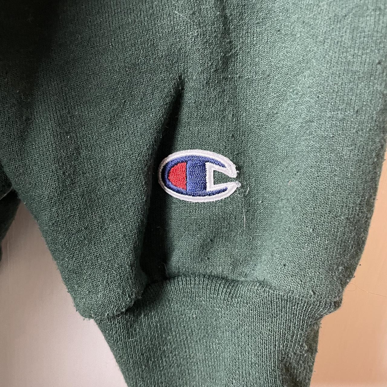 Champion Crewneck Jumper in Dark Forest Green. Small... - Depop