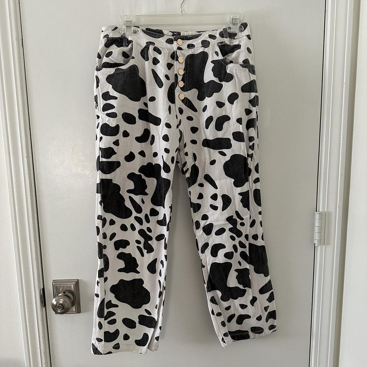 Cider cow print pants size M Depop