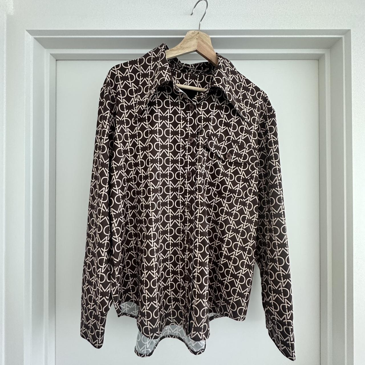 C/MEO Collective brown and beige shirt - size M -... - Depop