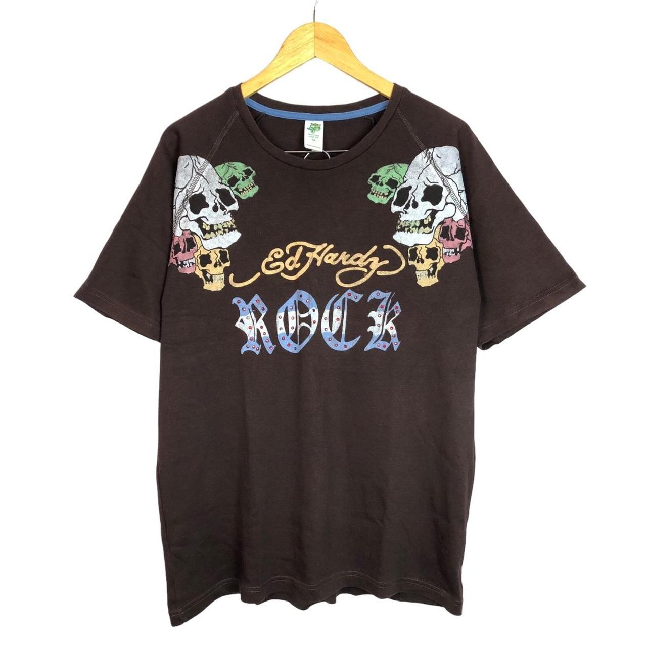 Ed Hardy Men's Brown T-shirt | Depop