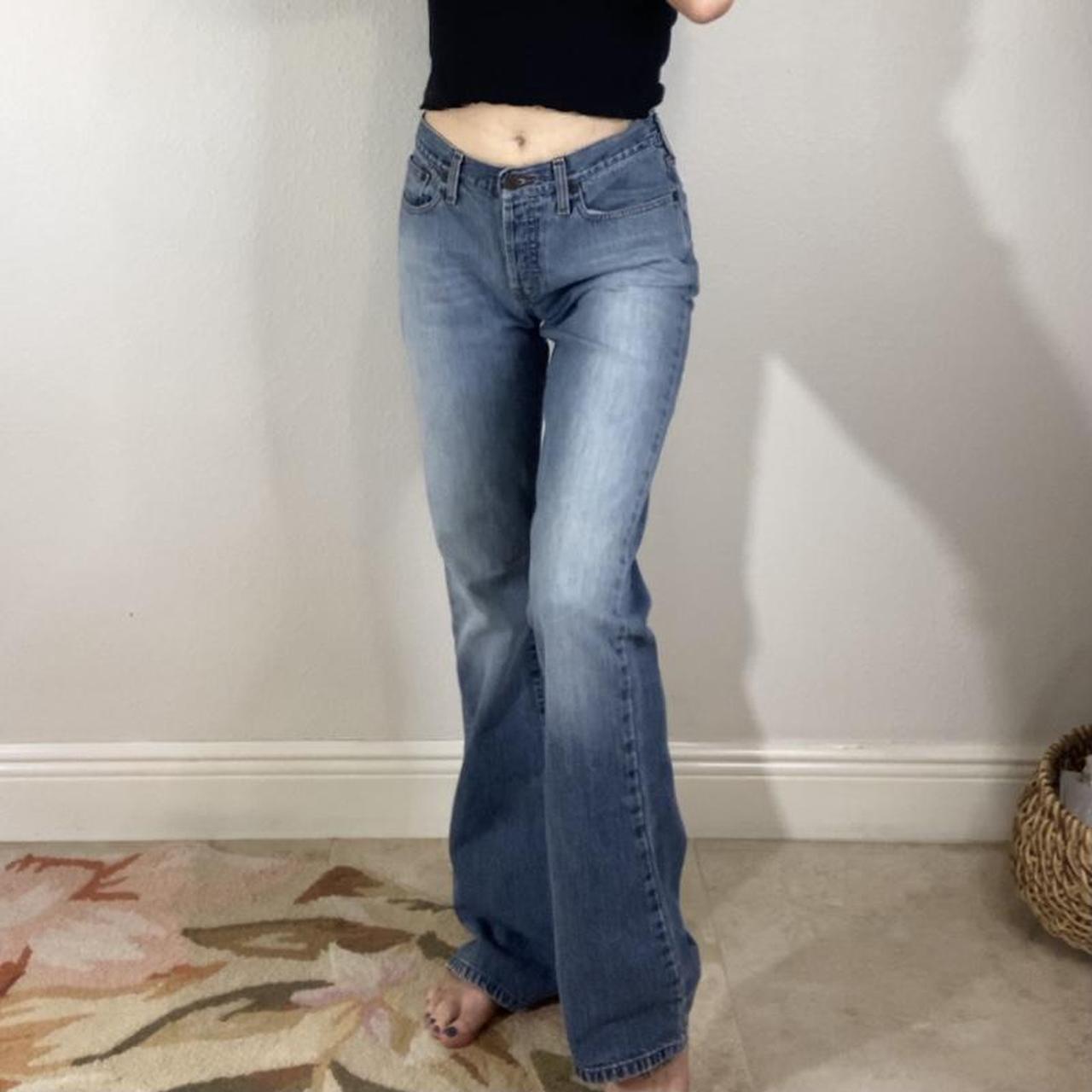 Y2K Abercrombie low-rise faded flare jeans with... - Depop