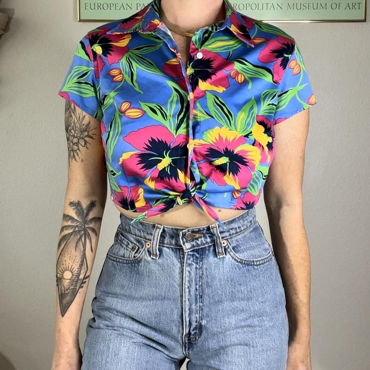 Floral polo 2024 crop top