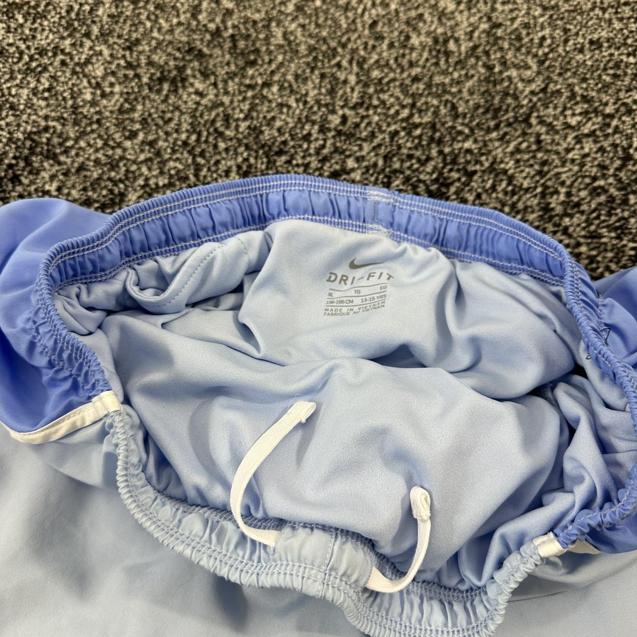 Vintage Nike Swoosh Logo Baby Blue Shorts Size Kids... Depop