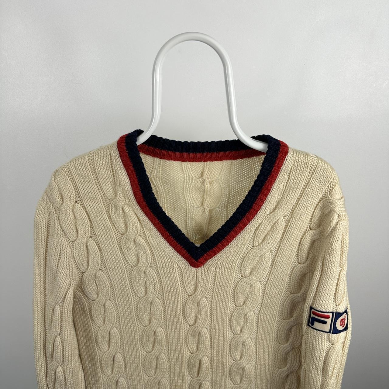 [ FILA ]★Cable Knit Jacket Men's Vintage Fila Borg BJ 1980's BJ Cable Knit | Depop