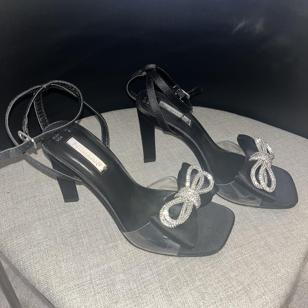 Primark black Strappy heel with bow detail Black... - Depop