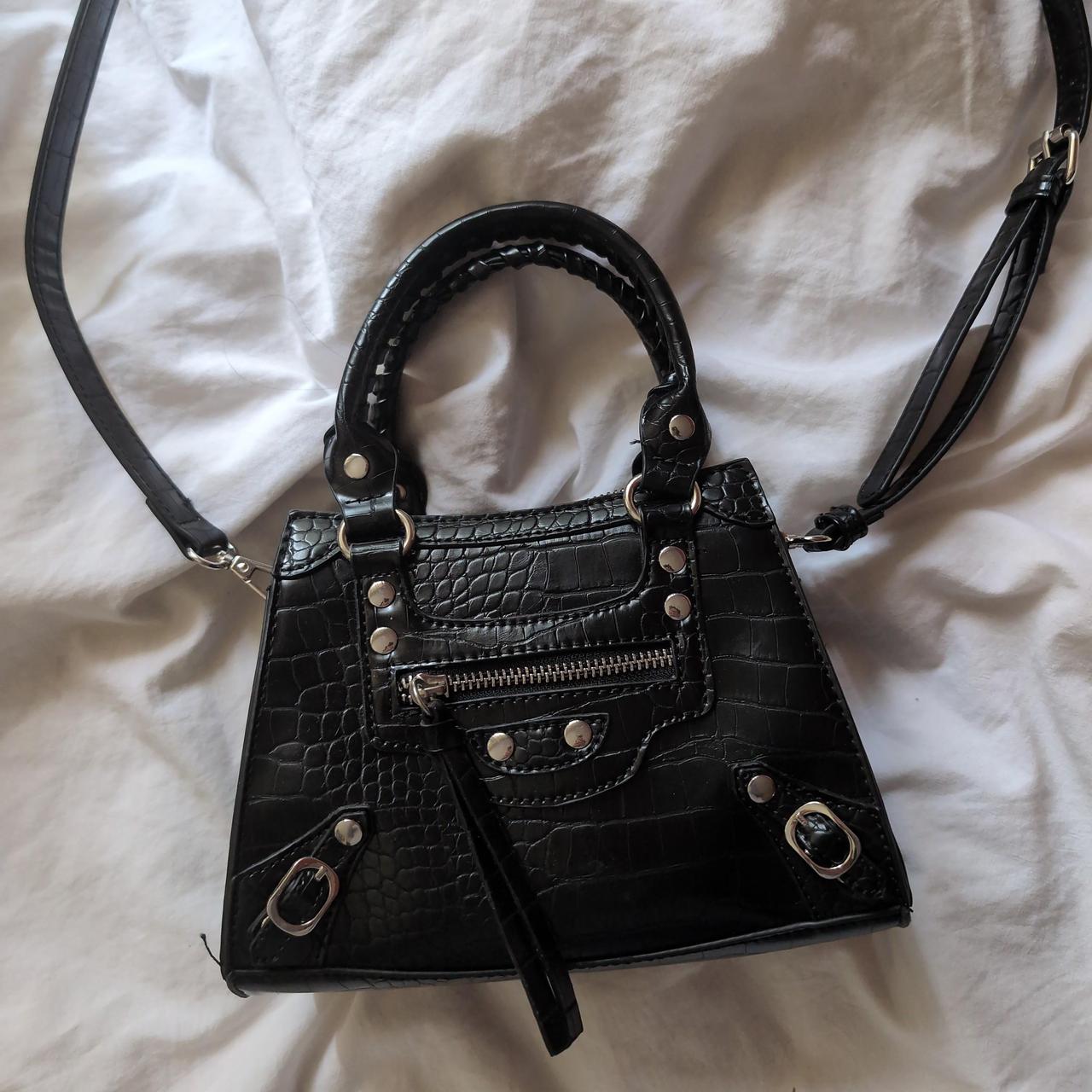 black crocodile skin looking handbag from sportgirl... Depop