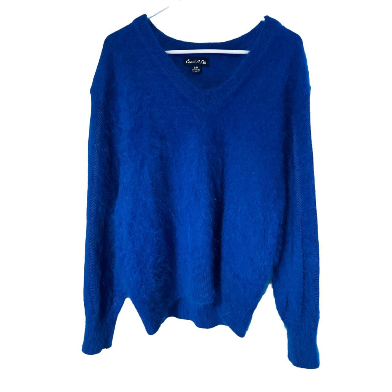 Connie A Lee Vintage Rare 80% Angora Blue Fuzzy... - Depop