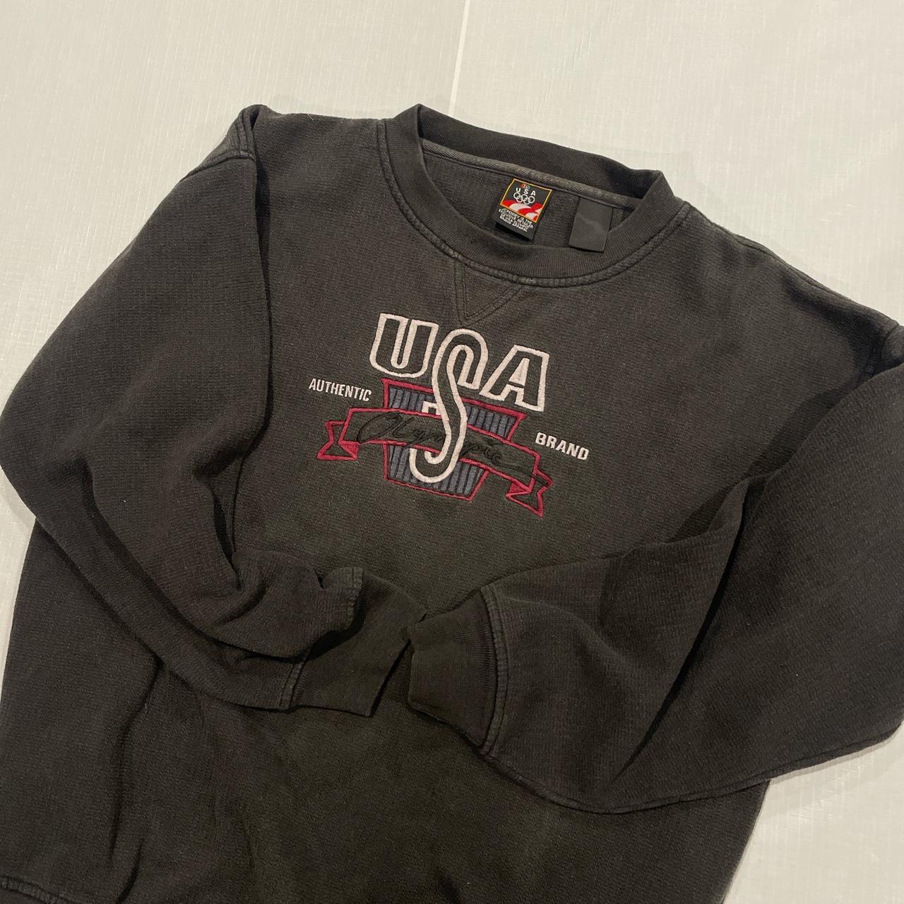 JCPenney Men's Black and Burgundy Sweatshirt Depop