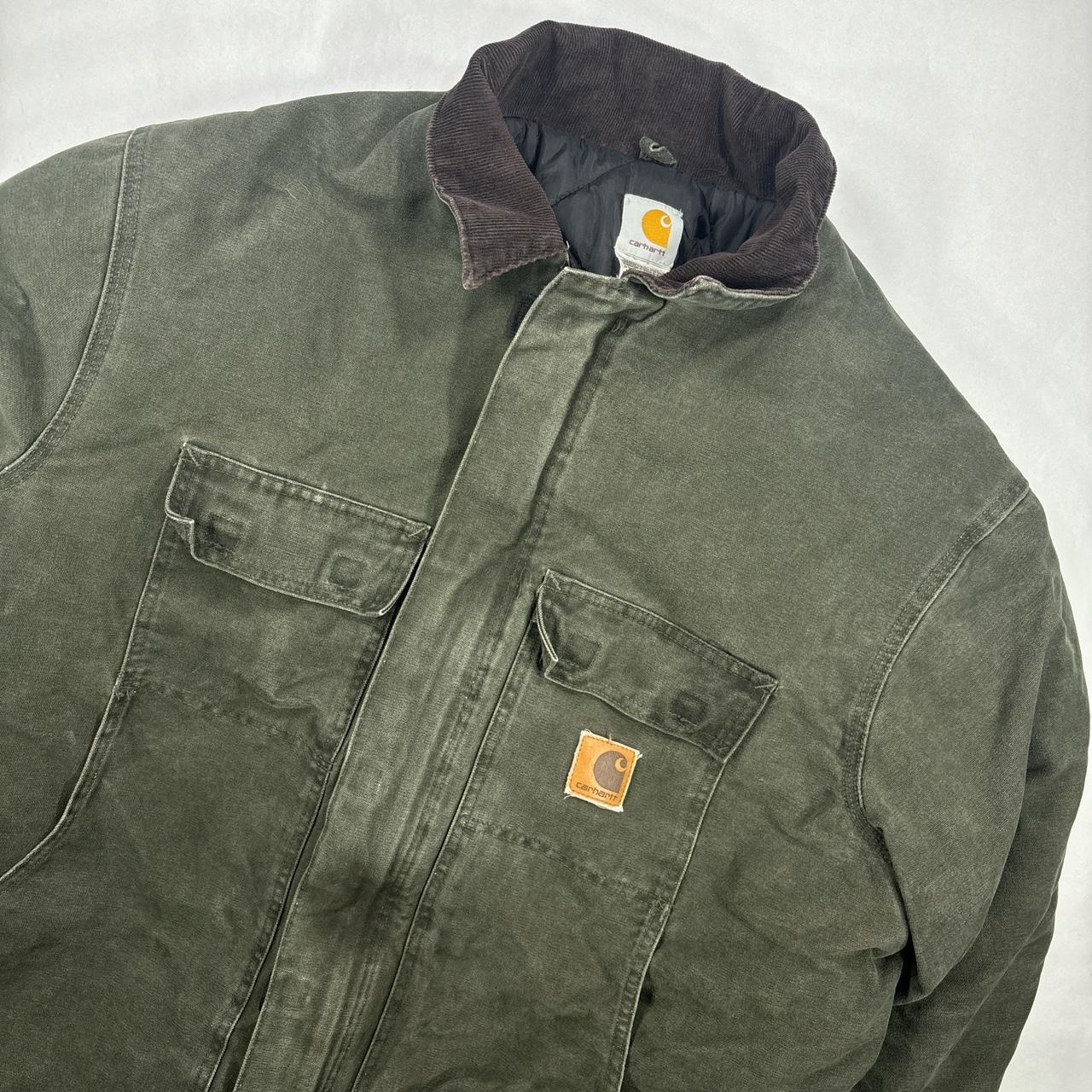 Vintage Carhartt C26 MOS full zip corduroy collared... - Depop