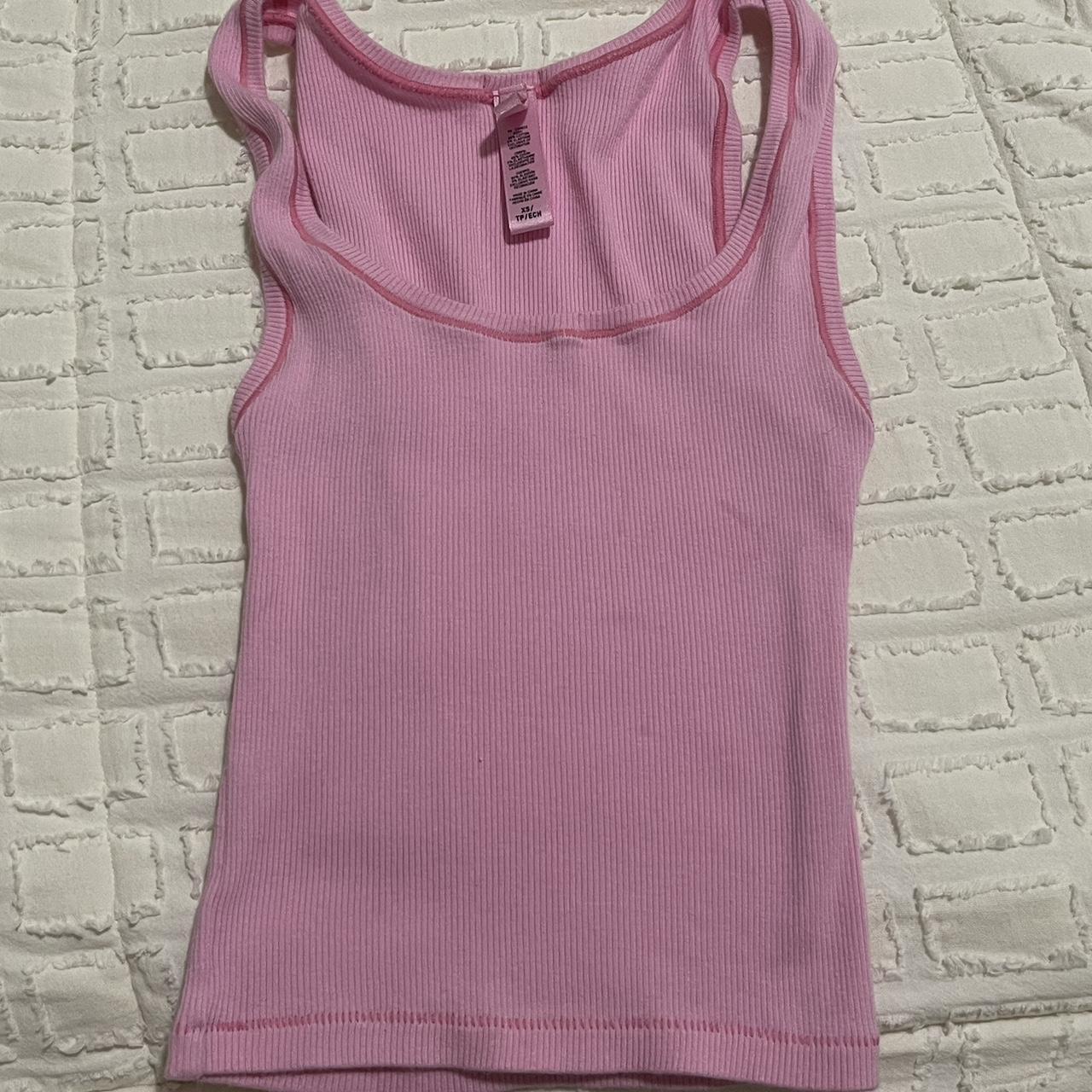 skims pink cotton rib tank has small stains on front... - Depop