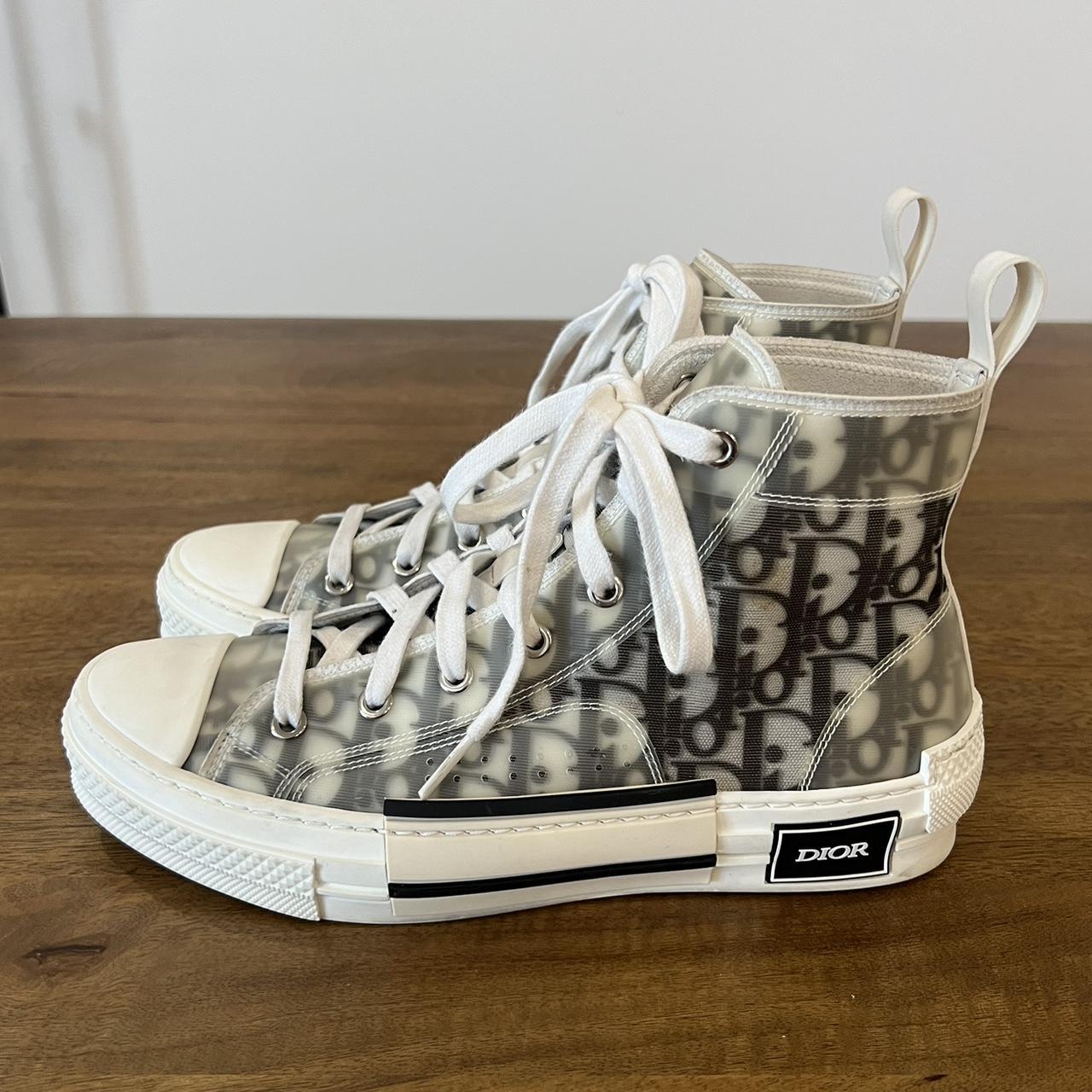 Christian Dior High Top Sneaker White and Black... - Depop