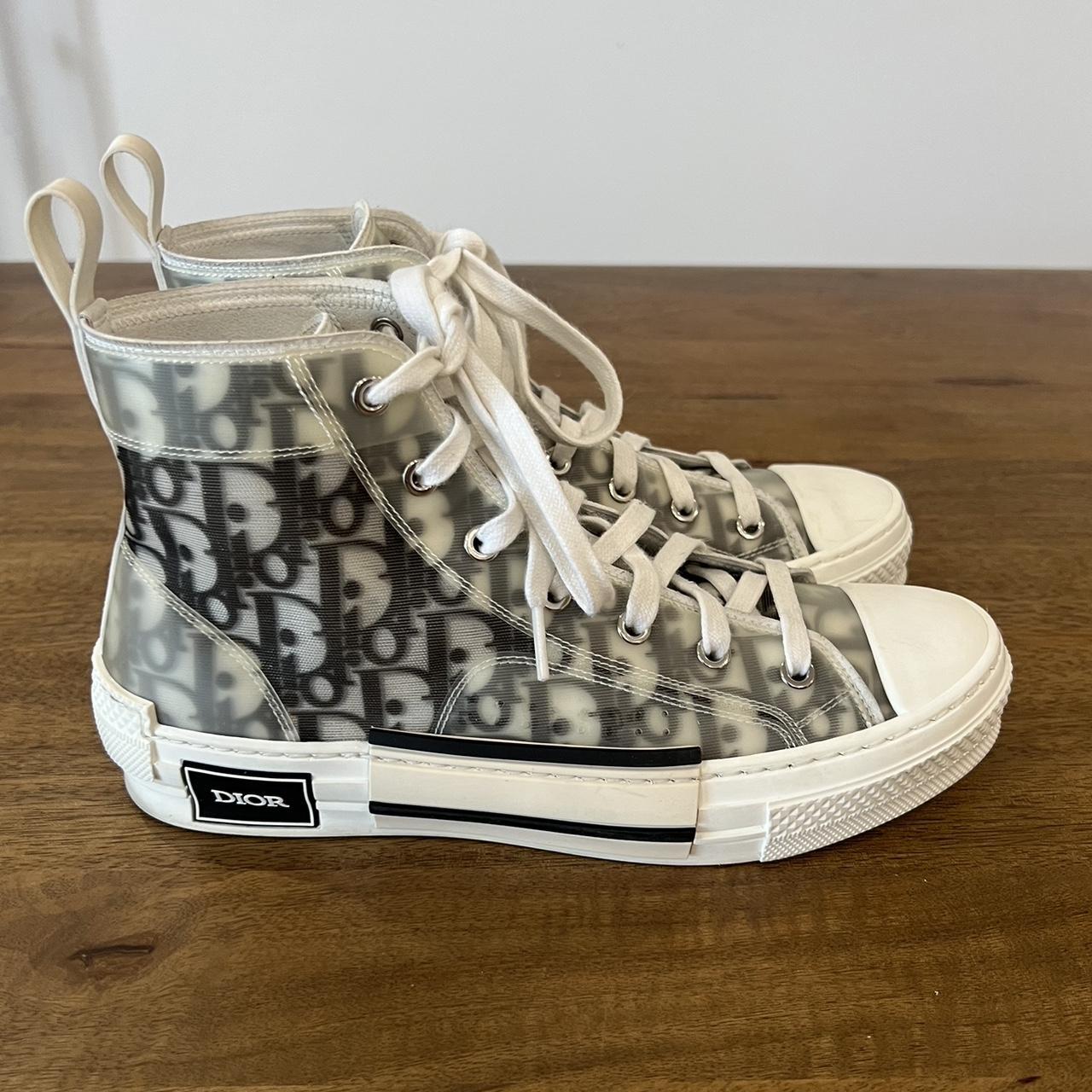 Christian Dior High Top Sneaker White and Black... - Depop