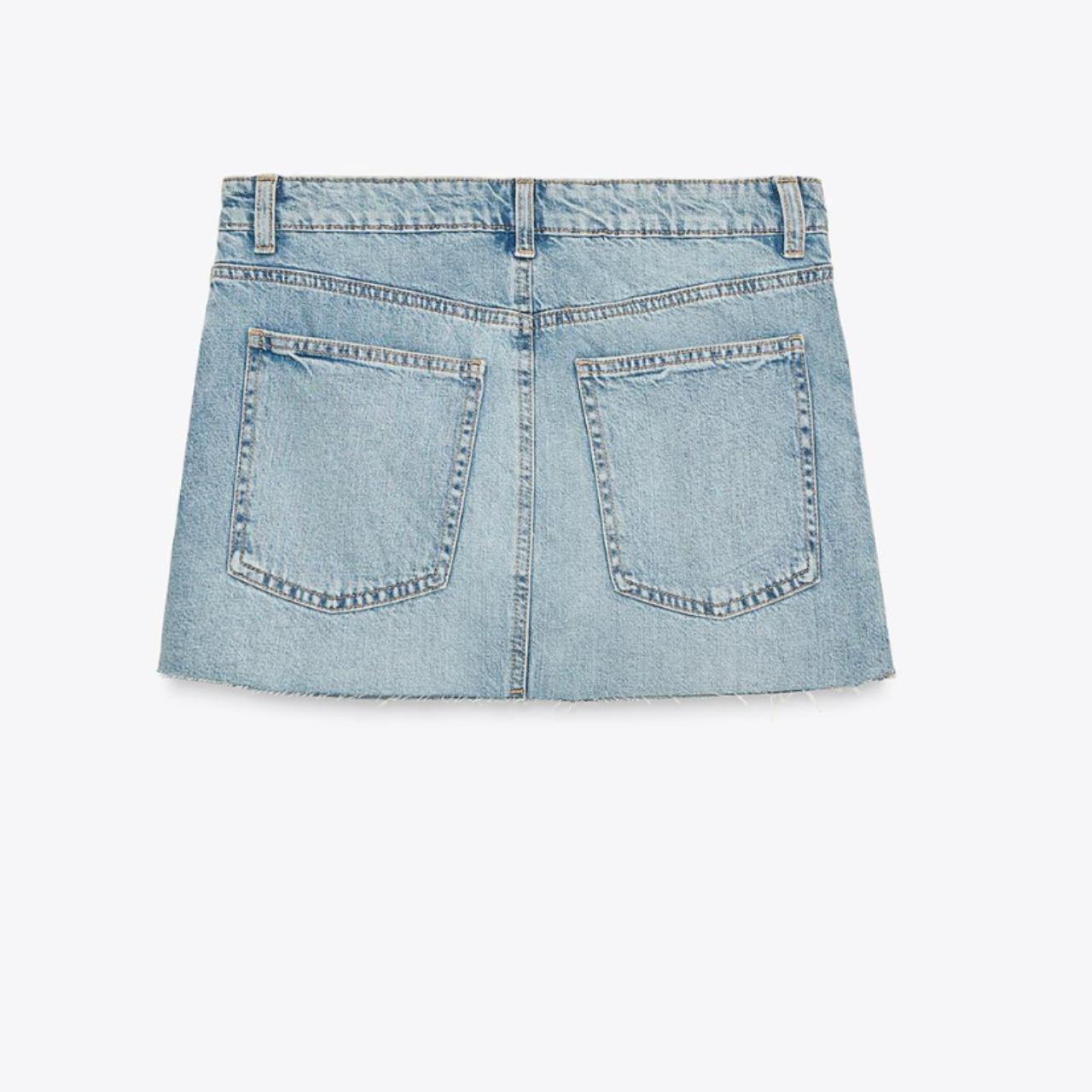 Zara TRF DENIM MINI SKIRT Light blue Mid-rise Depop
