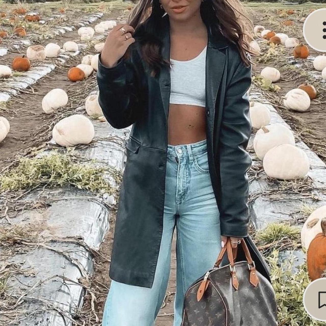 Repop selling my leather midi jacket. Real leather... Depop