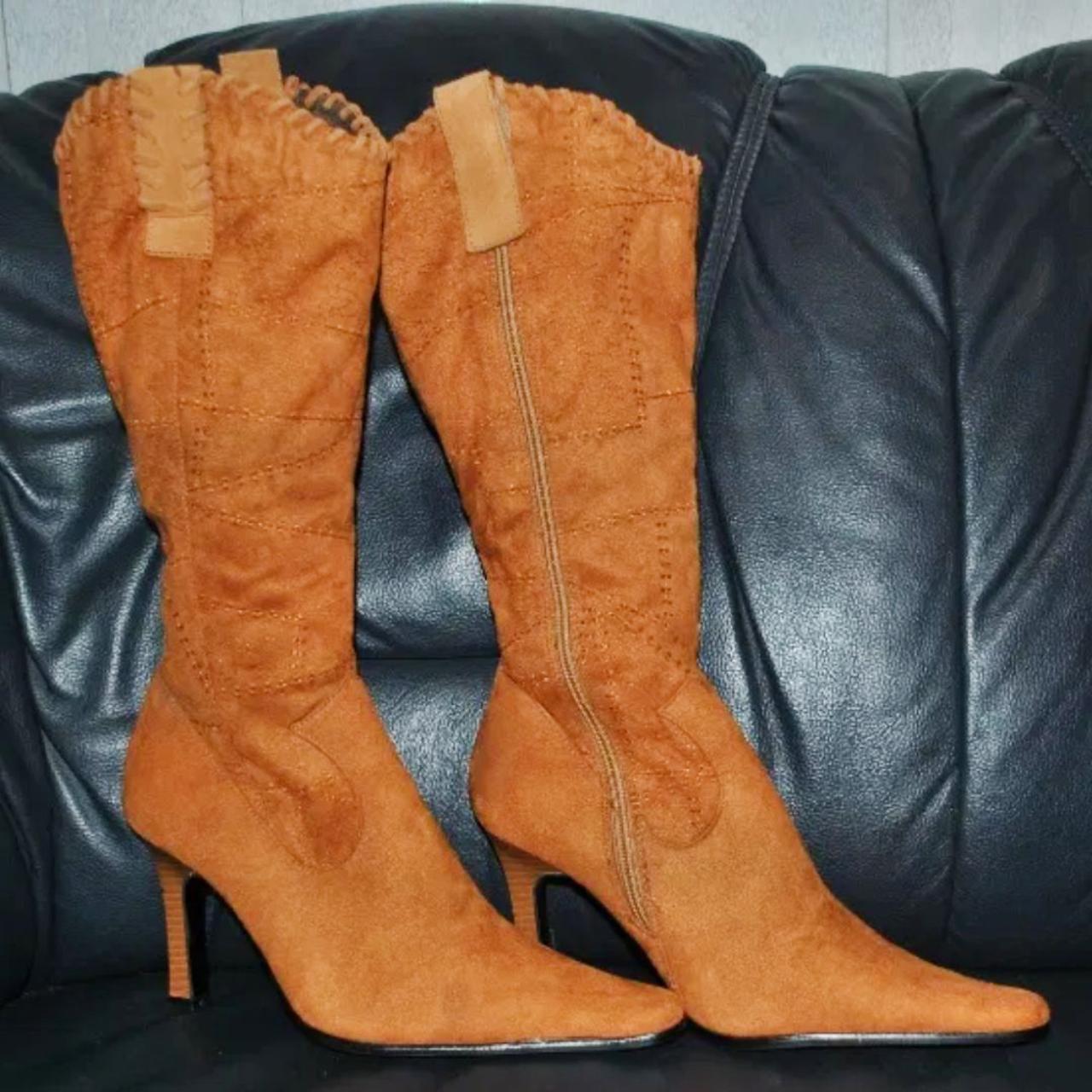 Copper Suede Boots stiletto heels women winter boots... Depop