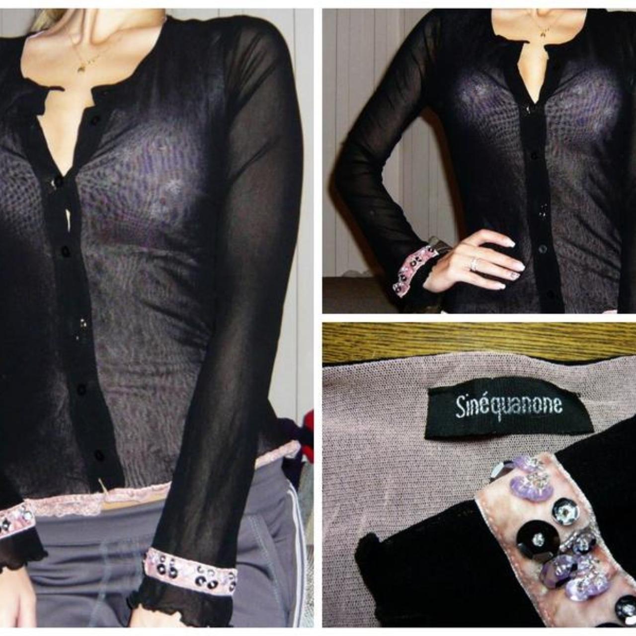 Vintage sheer blouse Sinequanone double mesh black...