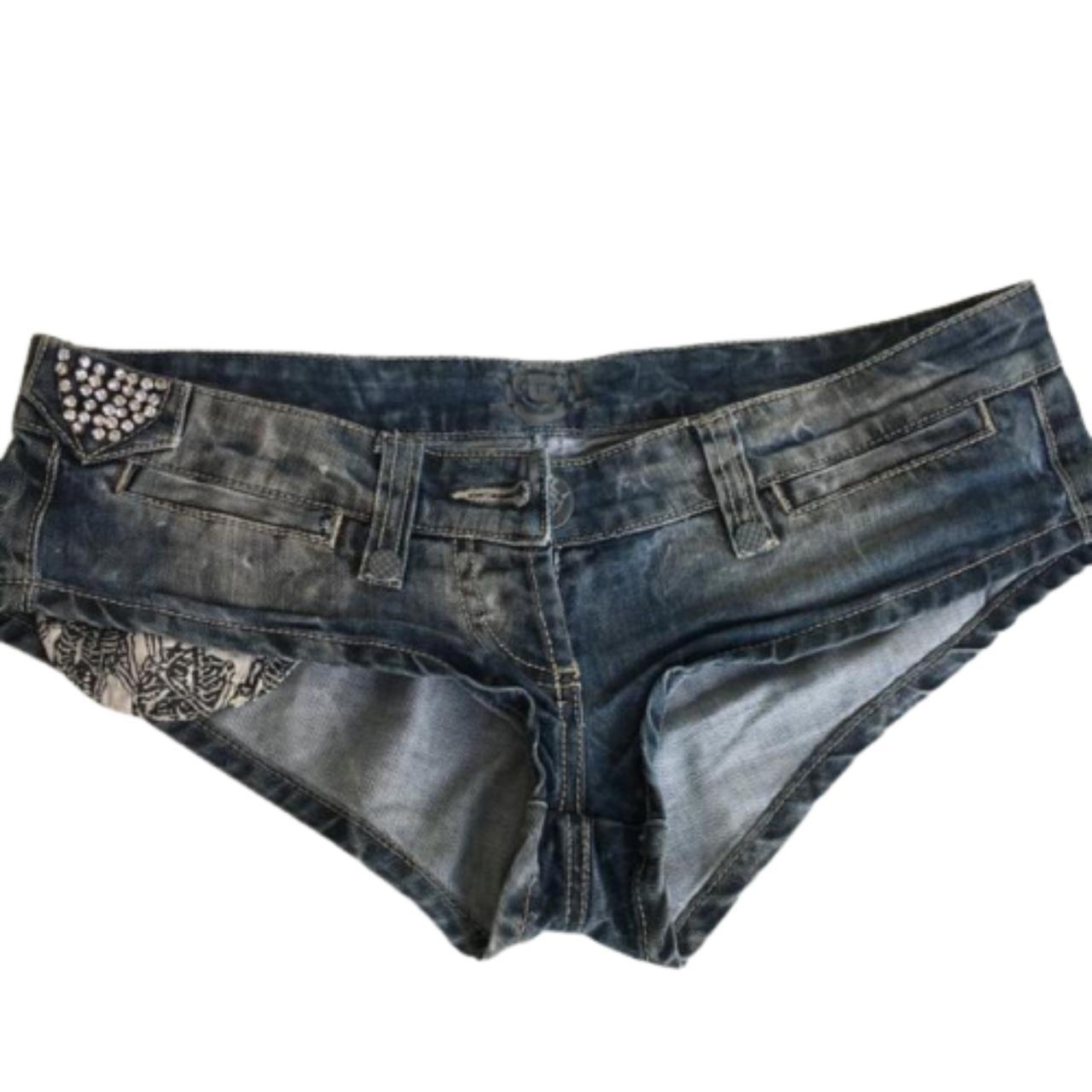 The hottest denim micro mini shorts super low rise... - Depop