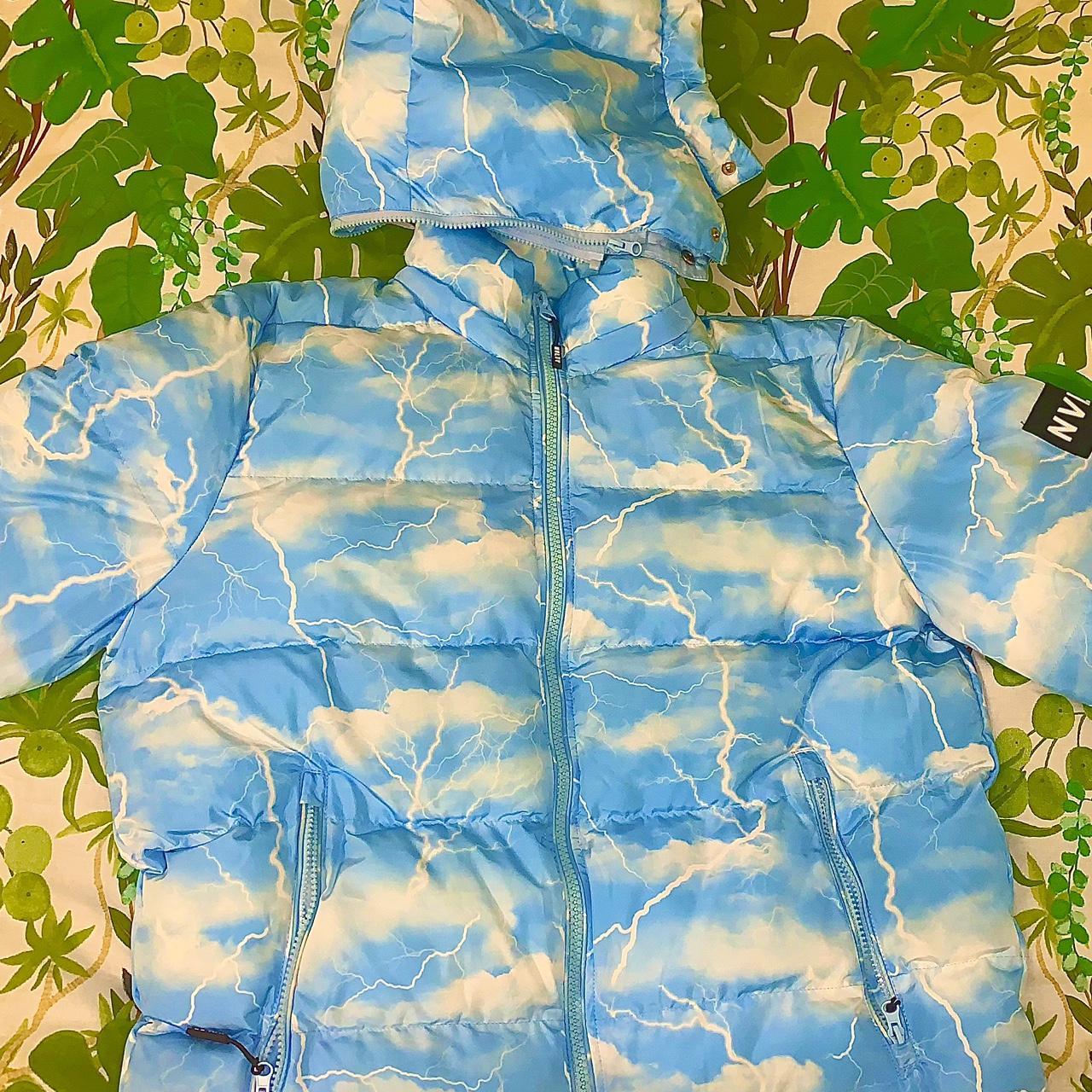 NVLTY Blue Lightning Puffer Jacket Medium (M) Depop
