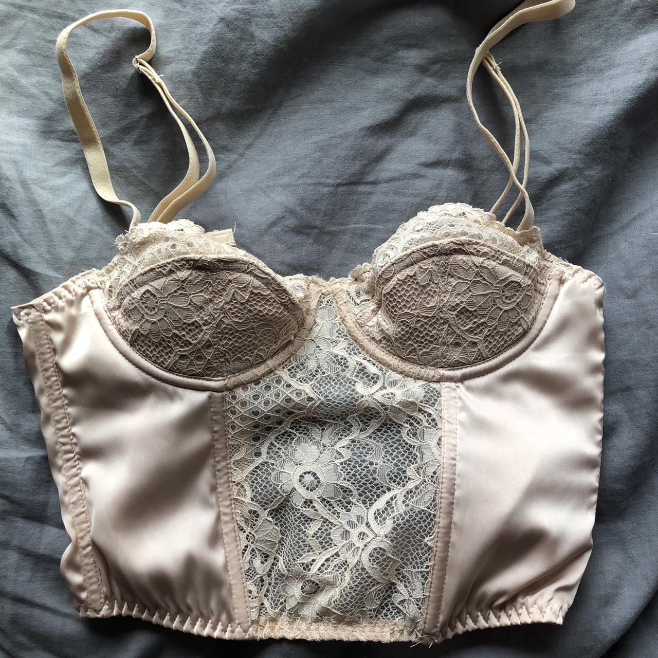 Urban outfitters Ava lace and satin corset top in... - Depop