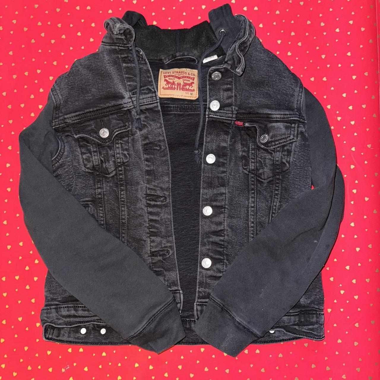 Levi's Women's Jacket Black M – Black denim jacket with hoodie