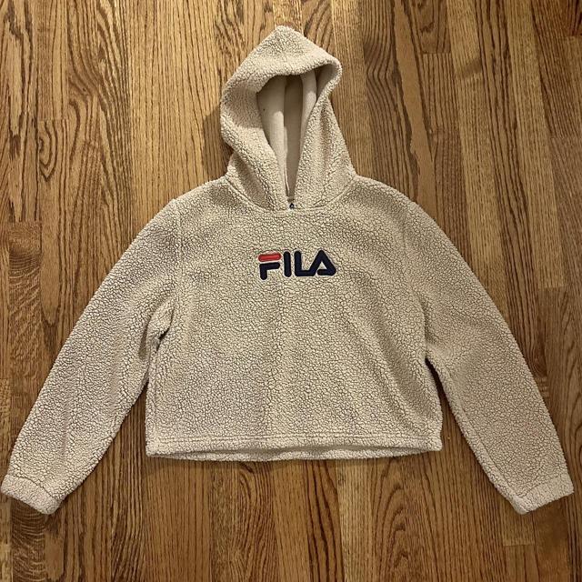 Fila cropped store teddy hoodie