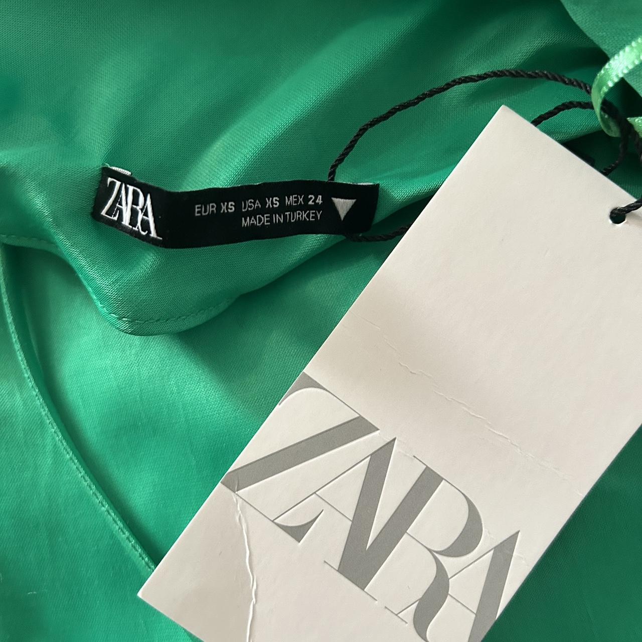 zara viral green mini slip dress XS NWT - Depop
