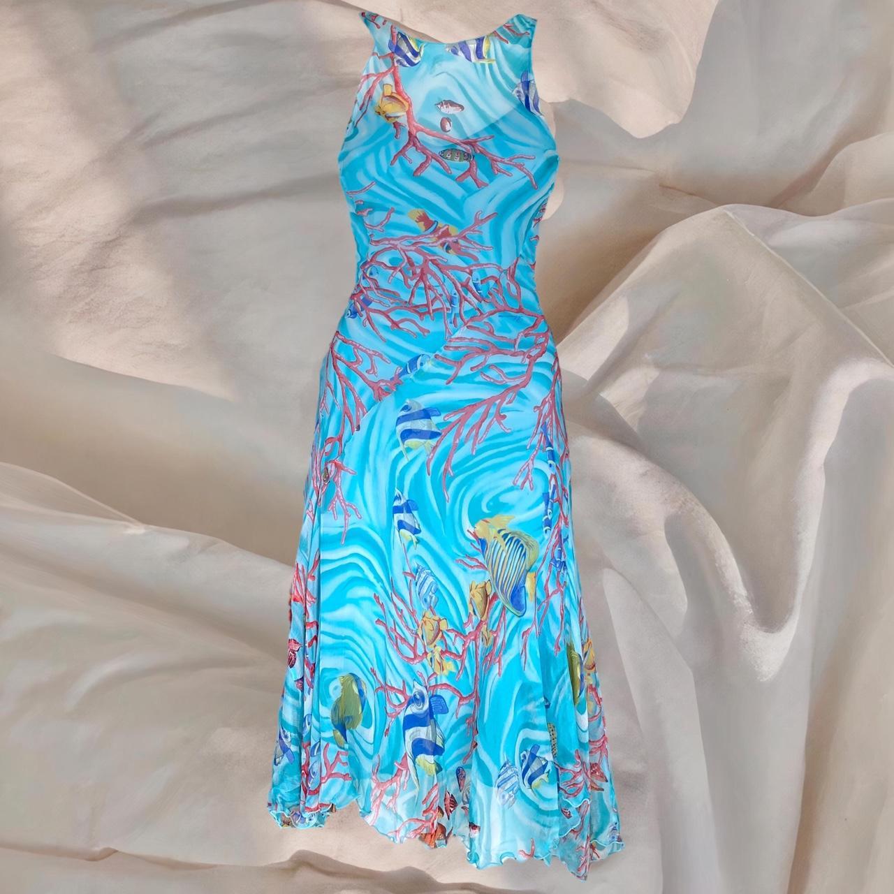 Brandy Melville blue floral midi dress. Rarely worn, - Depop