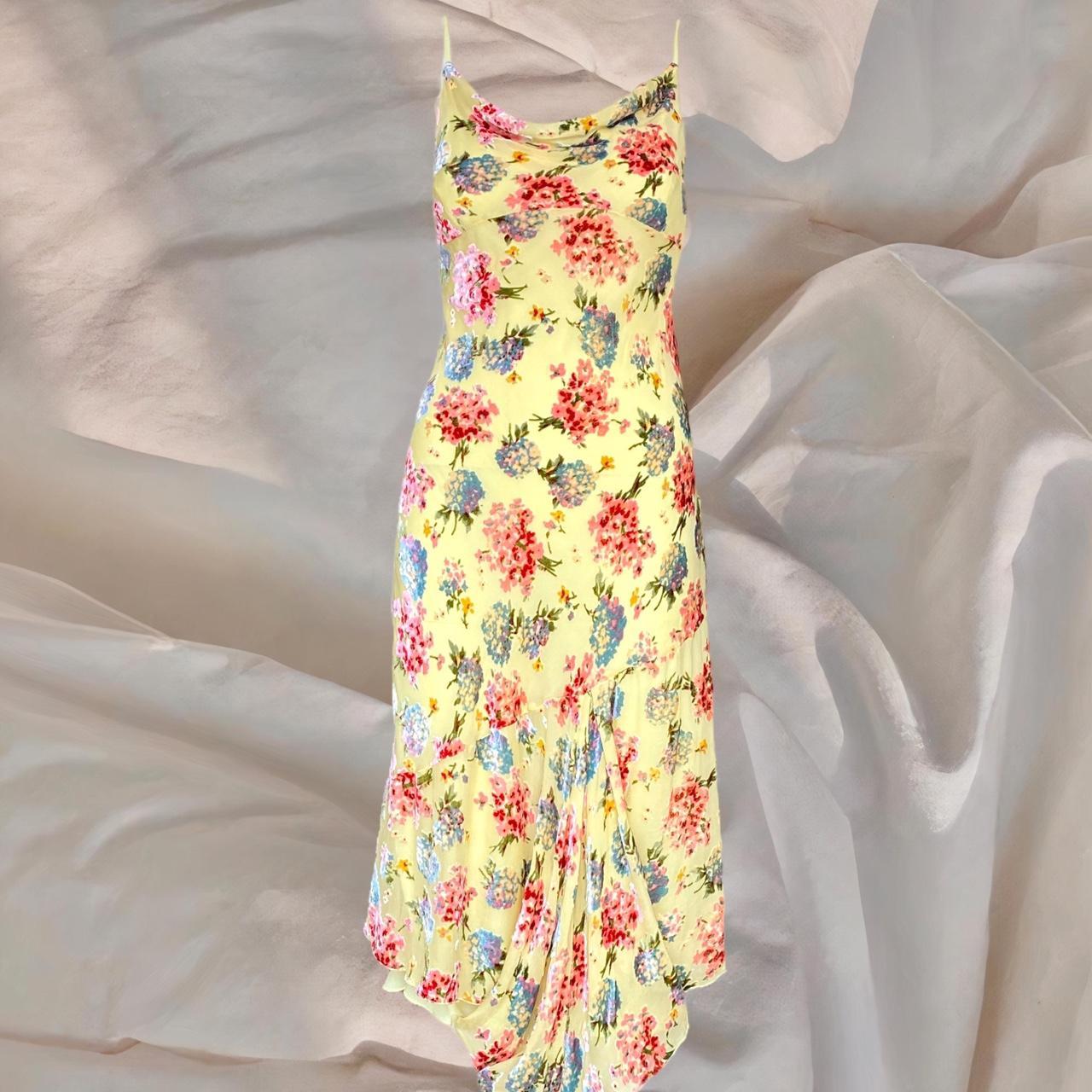 • Betsey Johnson Pale Lemon Yellow Silk Maxi